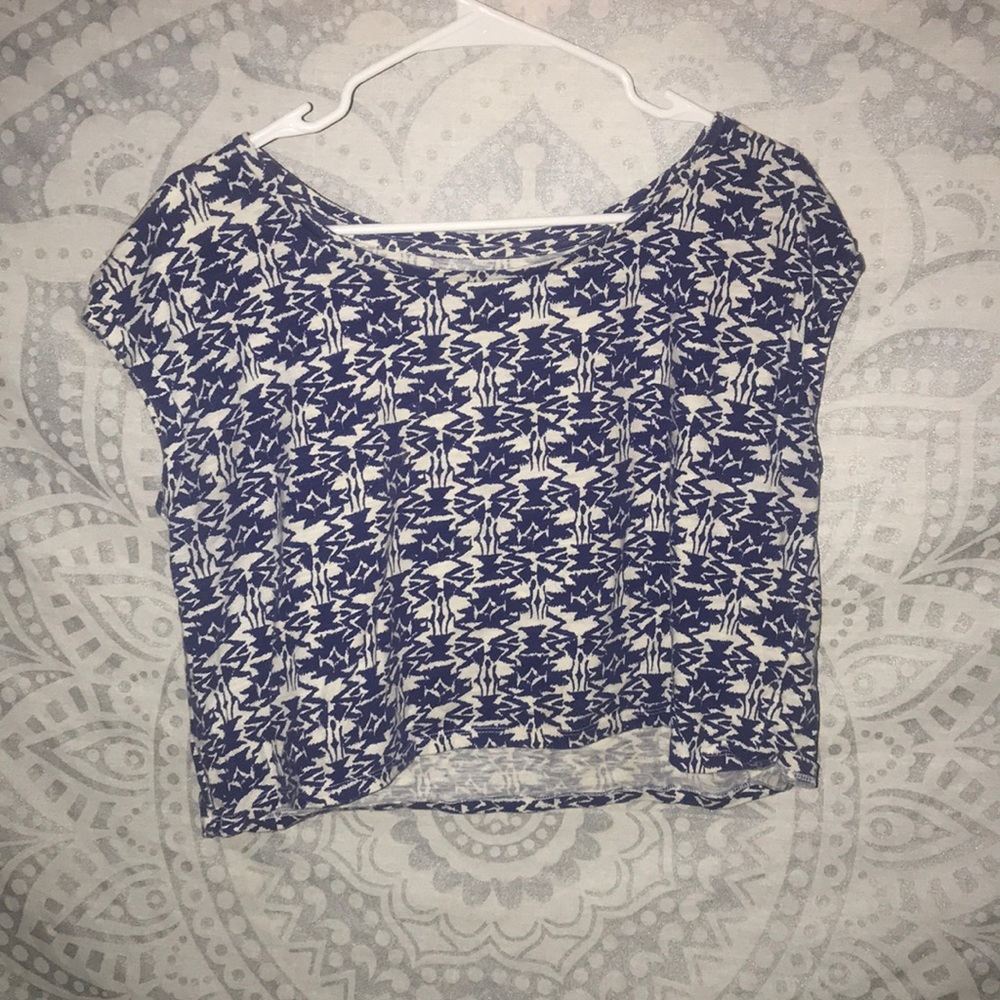 Blue and white crop top